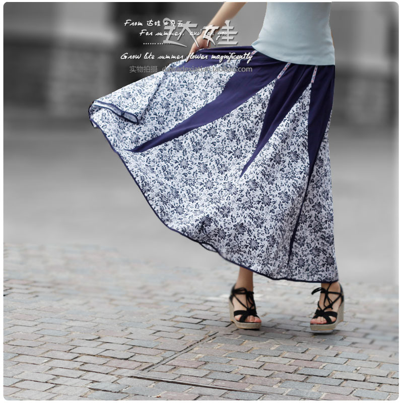 2012 national trend skirt bust skirt cotton cloth full dress summer women's Leather
