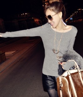 2012 ! net colored o-neck basic sweater slim female free shipping