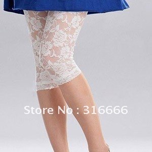 2012 new and fashion ladies' 3/4 panty for spring and summer season.polyester stockings with lace rose in two colors hot item!!