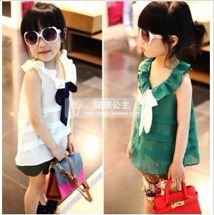 2012 New arrival 5sets/lot Girls vest chiffon halter top,girls blouse,children blouse,wholesale105-18