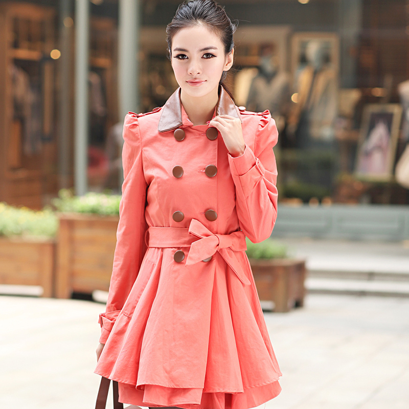 2012 new arrival autumn all-match epaulette double layer collar double breasted elegant trench