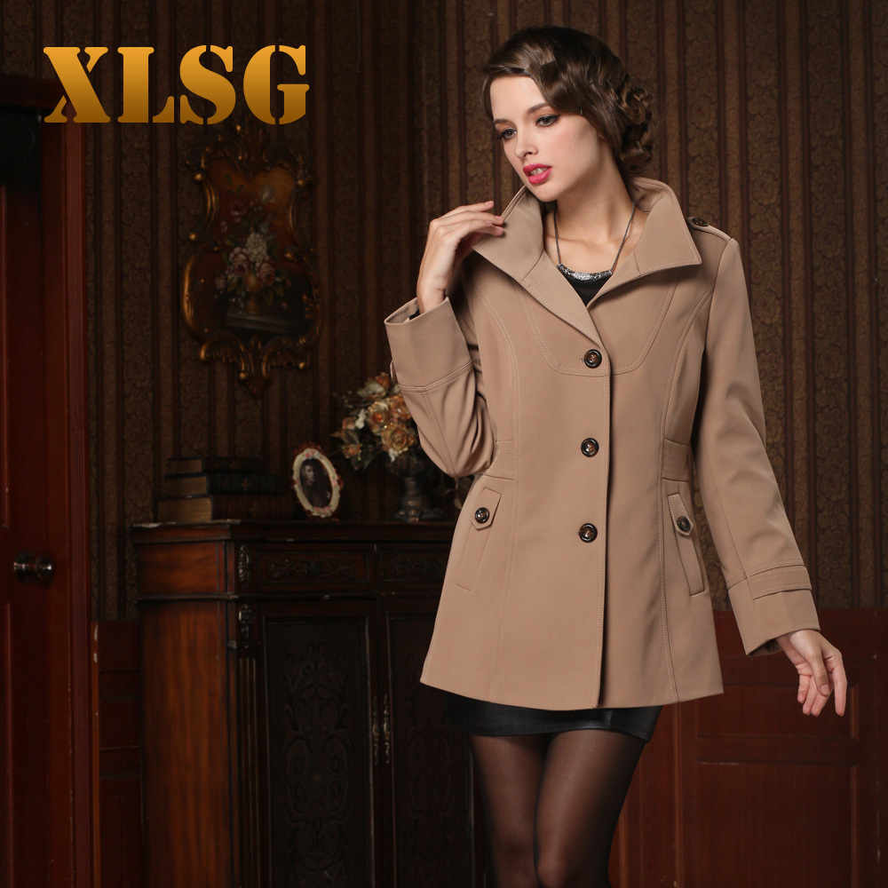 2012 new arrival autumn and winter fashion women's ol elegant fashion slim turn-down collar outerwear trench plus size