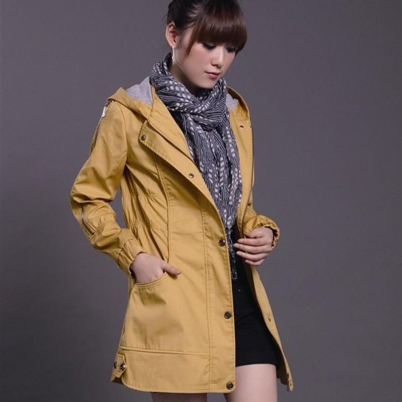 2012 new arrival autumn and winter women hooded zipper medium-long trench cotton-padded thick outerwear Free Shipping