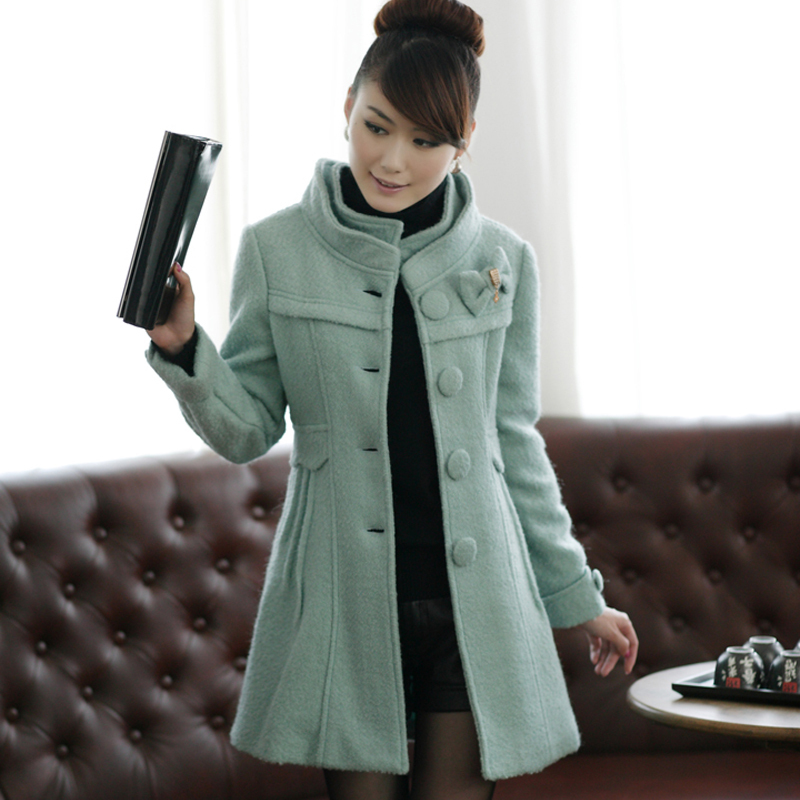 2012 new arrival autumn and winter women trench women's thickening outerwear woolen outerwear female