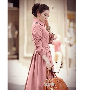 2012 new arrival autumn stand collar double breasted expansion bottom slim trench female outerwear women's