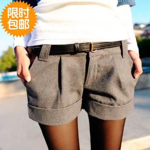2012 new arrival Autumn winter women plus size slim high waist casual wool shorts hotsell popular female pants free shipping