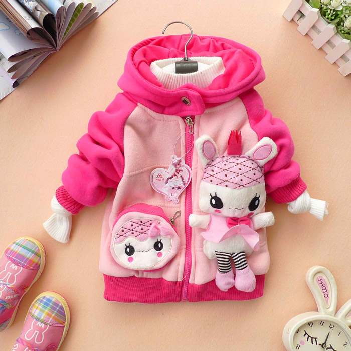 2012 New Arrival Baby Coat Thickening Autumn Girl Clothes Cute Cartoon Design Children Coats Kds Hoodies