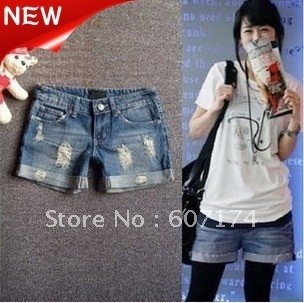 2012 New Arrival Elegant ladies distrressed Denim shorts,Boots pants,casual jeans,S:S-XXL,#1276,PROMOTION&RETAIL