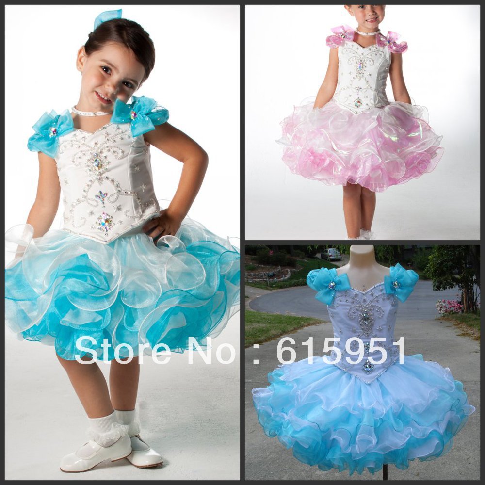 2012 new arrival fashion Ball Gown mini tie bow straps gorgeous girls pageant dresses prom gowns JW0010