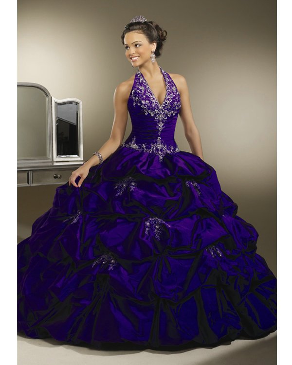 2012 New arrival Fashion Blue Satin Quinceanera Dress W0677