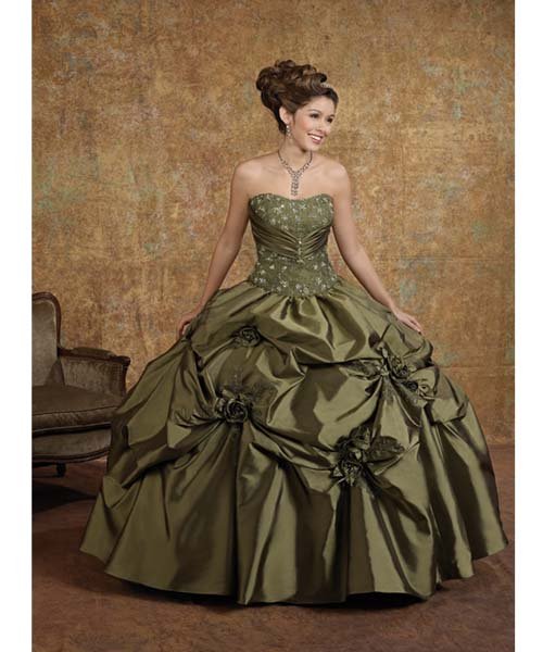 2012 New arrival Fashion Brown Satin Quinceanera Dress W0641