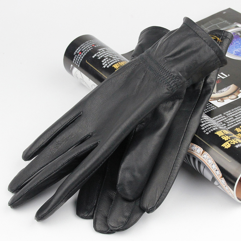 2012 new arrival fashion genuine leather gloves sheepskin gloves black thermal thickening goatswool thin