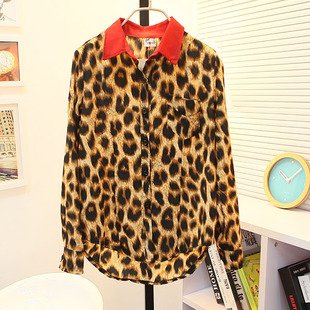 2012 New arrival fashion leopard shirts & blouses chiffon shirt for women