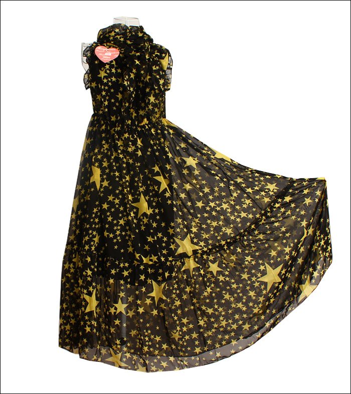 2012 New Arrival, Fashion Popular Black Dress with Yellow Stars Sleeveless Maxi Dress Long for Women, Free Shipping SJ1213LS