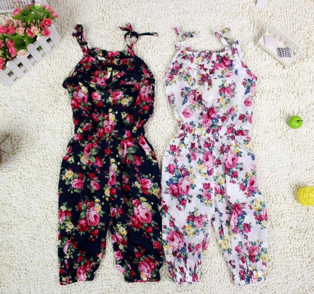 2012 New arrival girl flower overalls,girl's summer suspender pant ,girl cotton pants,kids summer clothes,5pcs/lot Free shipping