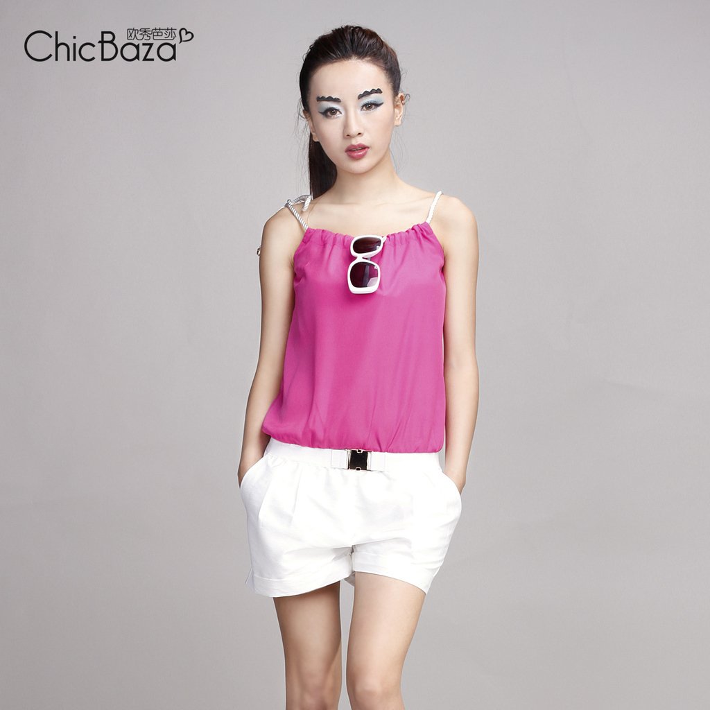 2012 new arrival hot-selling spaghetti strap one piece shorts tube top jumpsuit 7g086