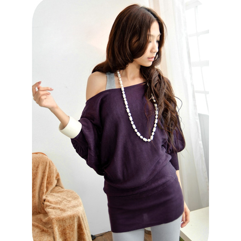 2012 new arrival loose medium-long wool sweater pullover autumn women's outerwear batwing sleeve top