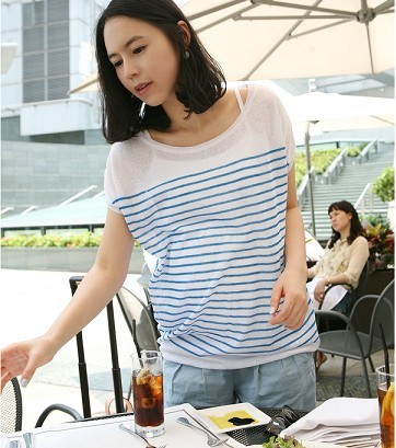 2012 new arrival maternity clothing summer fashion t-shirt short-sleeve stripe maternity t-shirt maternity top