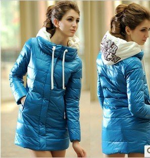 2012 new arrival medium-long candy color down coat casual women's hooded down jacket