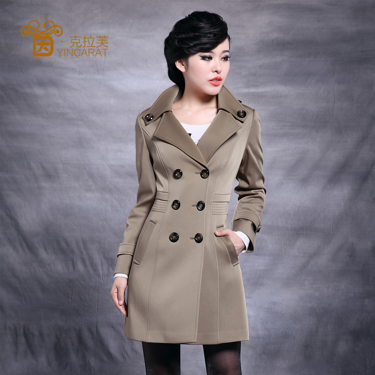 2012 new arrival medium-long slim thickening women's fashion trench outerwear 3888 W20