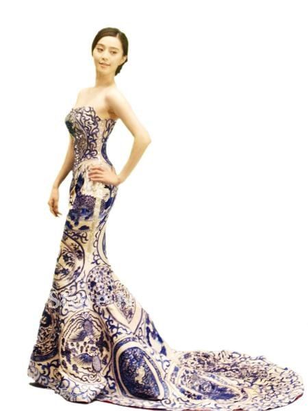 2012 New Arrival Mermaid Trumpet Strapless Floor Length Court Evening Gowns Celebrity Dresses