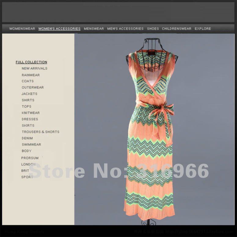 2012 New Arrival  Missoni kimono neck multi-color Striped Sweater Dress Zigzag Print Wholesale and retail 1558