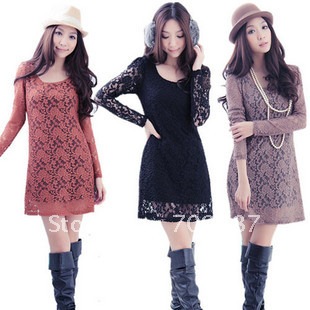 2012 new arrival rose lace plus size dresses one-piece dress