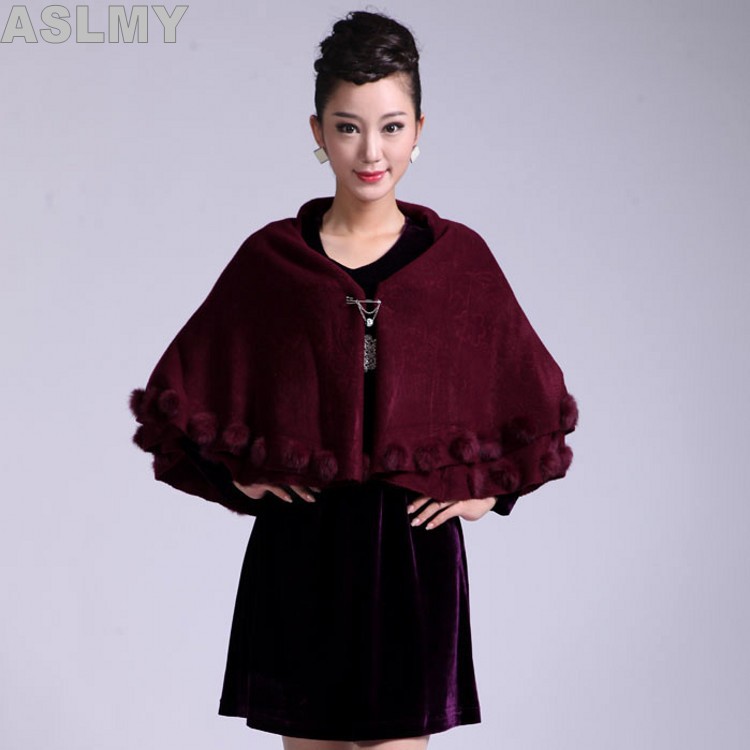 2012 new arrival seahorse wool sweater cape cardigan cloak hair ball