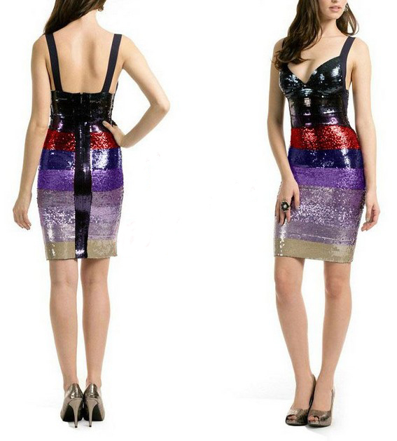 2012 New Arrival Sequins Beaded Sexy Bandage Dress