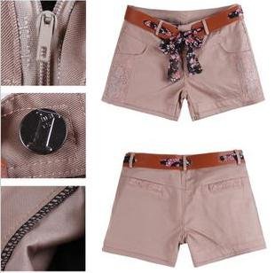2012 New Arrival Shitsuke Lace Shorts Summer Lady Hot Pants S to XL Zipper Fashion Lady Belt Free Shipping
