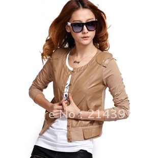 2012  new arrival short jacket female spring and autumn long-sleeve short design leather clothing outerwear free shipping