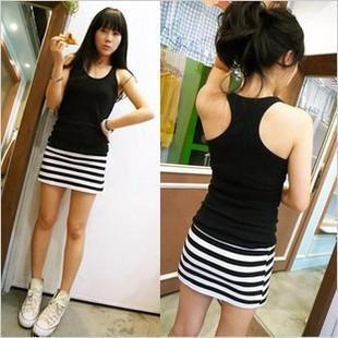 2012 new arrival summer women's sweet skirt stripe tank dress slim hip one-piece dress /FREE SHIPPING BY CPAM