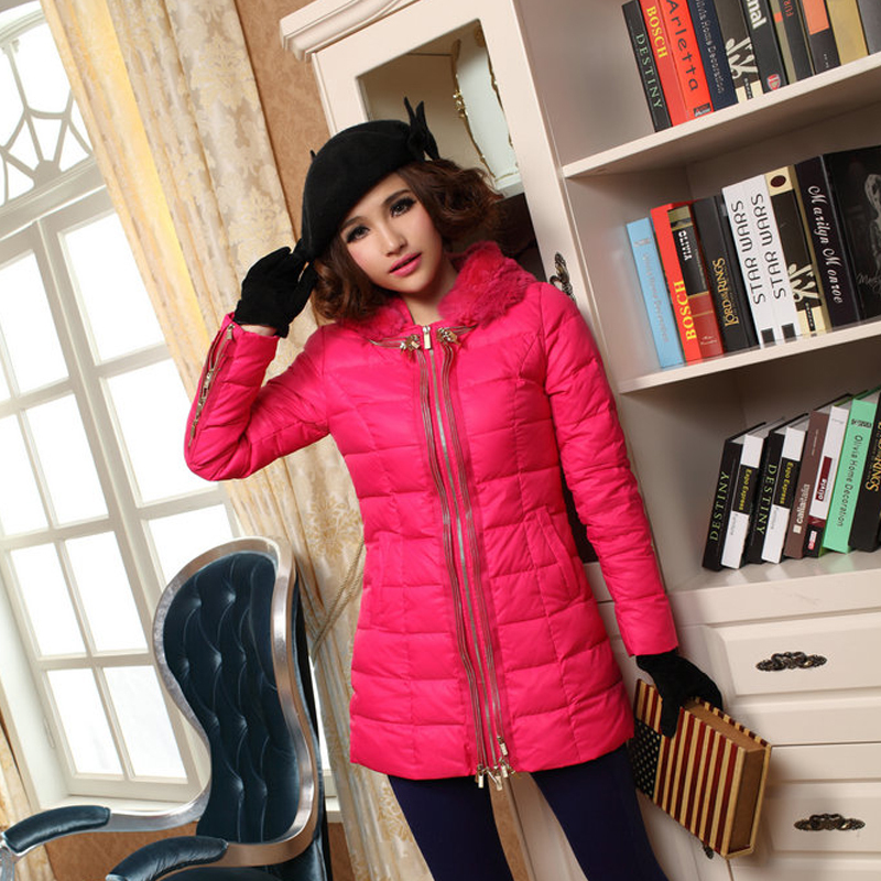 2012 new arrival winter women's slim medium-long Women down coat