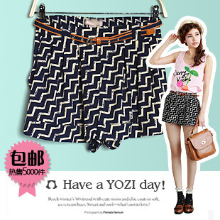 2012 new arrival women's fashion high waist stripe all-match chiffon shorts female y-132