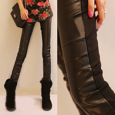 2012 new arrival women's fashion patchwork leather pants skinny pants legging