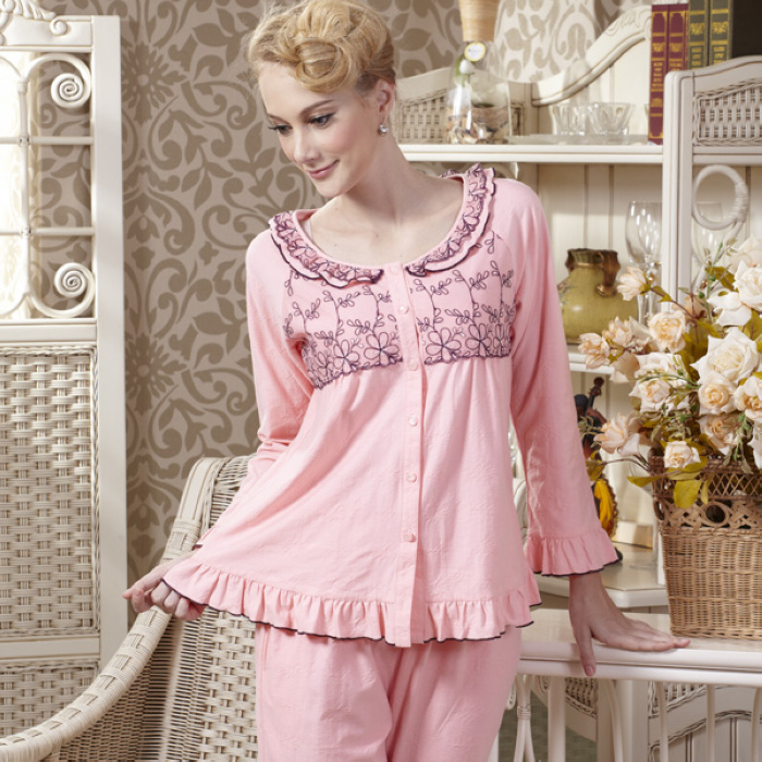 2012 new arrival women's lace princess knitted cotton long-sleeve sleep set lounge 5558