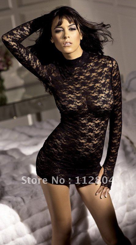 2012--New Arrival Women Sexy Nightdress   Black One-Piece Hot selling LingerieFree Shipping-