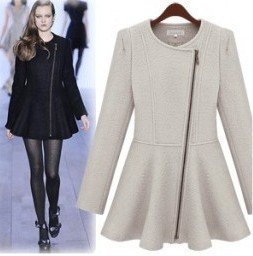 2012 NEW ARRIVAL[YZ059] fashion women's zipper woolen trench, outwear, overcoats,coats free shipping