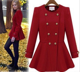 2012 new arrival[YZ093] ladies' o-neck outerwear,woolen trench, double breasted skirt design overcoats free shipping