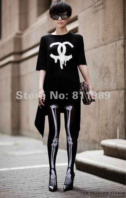 2012 New arrivals,Halloween Skeleton Bone Printed Pants Tights Pantyhose Leggings Ladies Stockings,worldwide free shipping