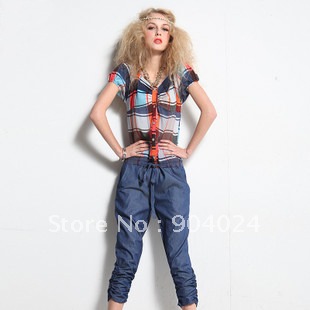 2012 new arrivals hot selling  women Fashion plaid jumpsuit ,free shipping