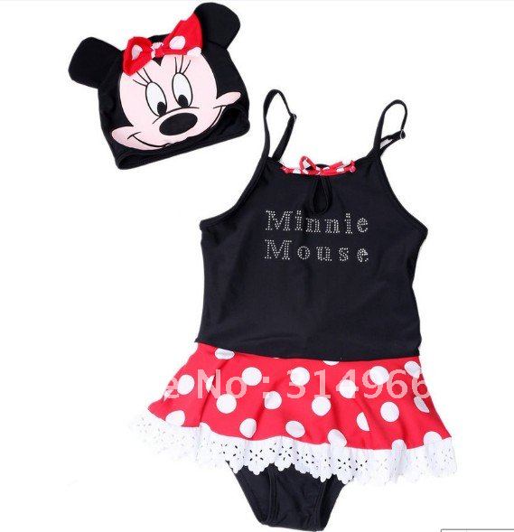 2012 new arrive lovely baby bikini girl`s Swimming suit onepiece swimming suit hot selling beach baby minnie mouse swimmingwear