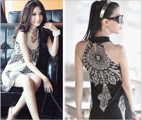 2012 New arrived floral prints ladies' slimmer spaghetti strap dress