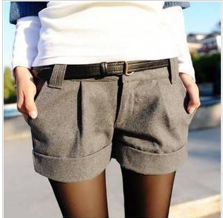 2012 new autumn Korean version of super all-match XL crimping wool woolen boots pants shorts