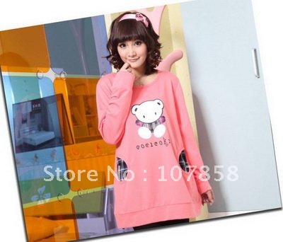 2012 New Autumn outfit Round neck cartoon bear long-sleeved Maternity T-shirt Pregnant women sweater Maternity wear #J1763