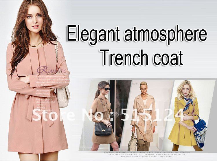 2012 New Autumn trench coat Women Europe and the United States Coats Single-breasted trench coat for  women