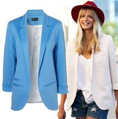 2012 NEW Basic Candy Causal Slim 3/4 Sleeves Suit Jacket Blazer XS S M L 4 colors