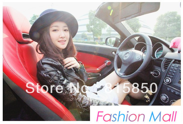 2012 New Black Street Beat Super Major Suit Coat Washed Leather Slim Ladies Leather/CT016