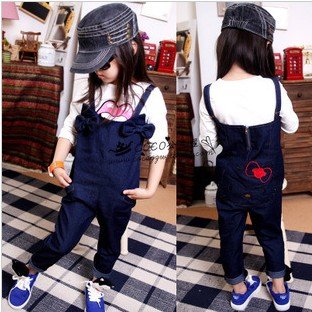 2012 New Children Overalls,Girls' Suspender Pants, Kids Trousers with Braces 5 pairs/lot, Girls' Clothing wholesale.