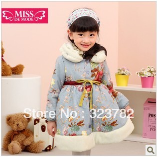 2012 new Children's clothing fashion rustic vintage print wadded jacket  cotton winter models
